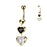 Gold Triple Heart Dangle Belly Ring