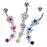 Blue Cascading Flower Belly Ring