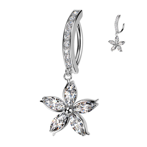Crystal Bloom Hinged Belly Ring