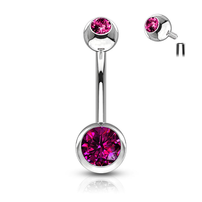 Internally Threaded Belly Ring Hot Pink Belly Button Rings And Bars — Belly Bling