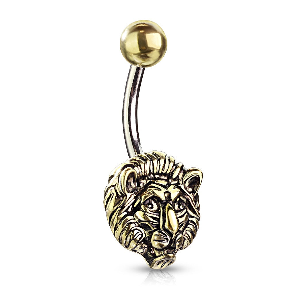 Golden Lion Belly Ring Belly Button Rings & Bars — Belly Bling