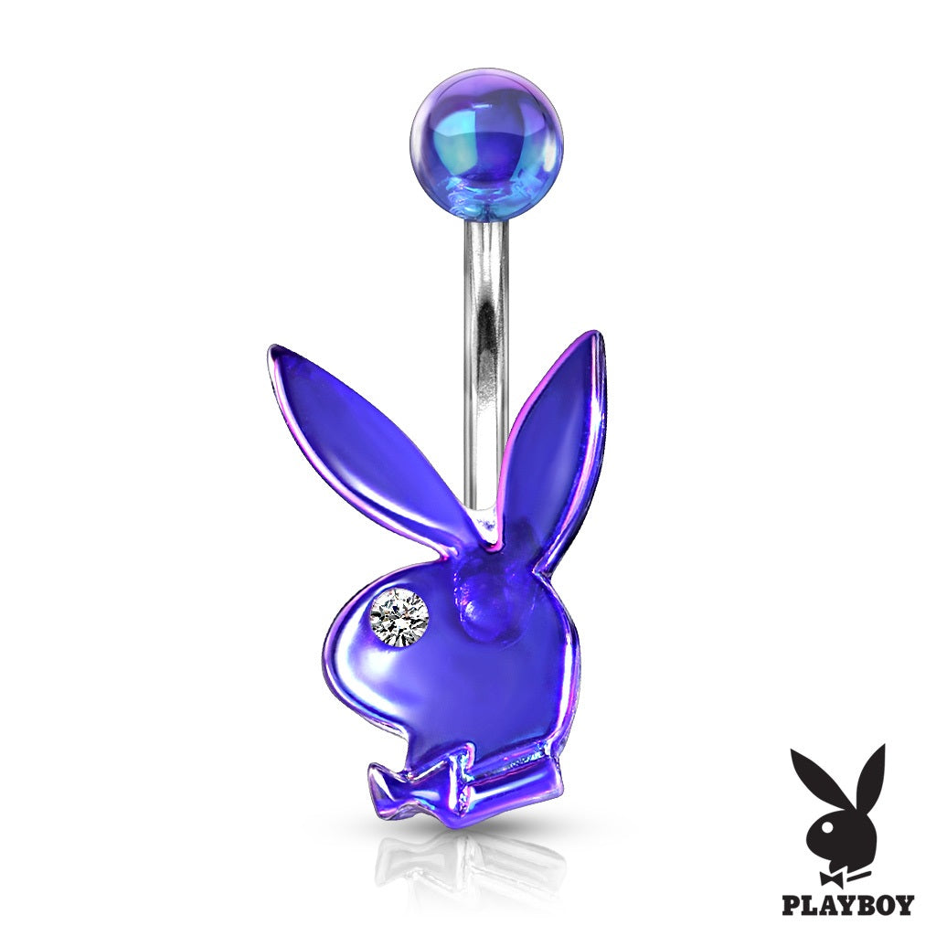 Acrylic Playboy Belly Ring - Blue Belly Bars & Belly Button Rings — Belly  Bling