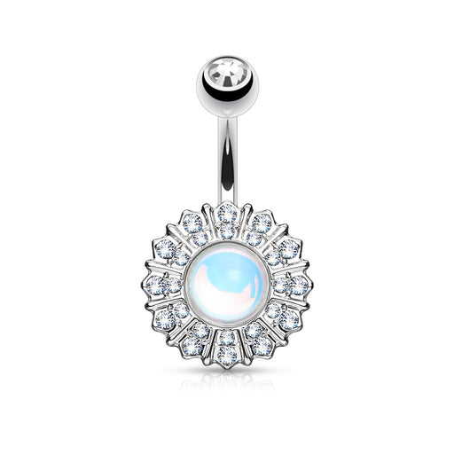 Reflecting Stone Flower Belly Ring