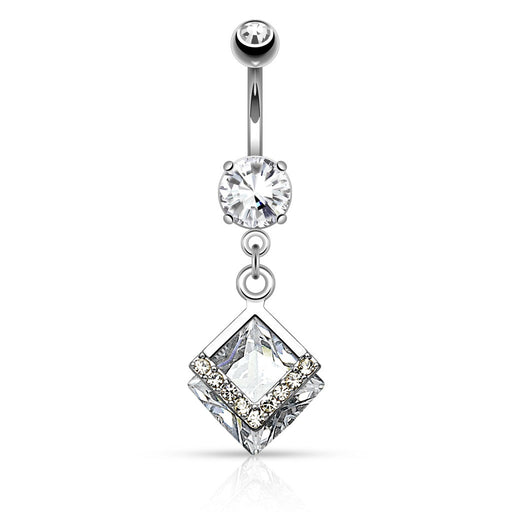 Diamond Shape CZ Belly Ring