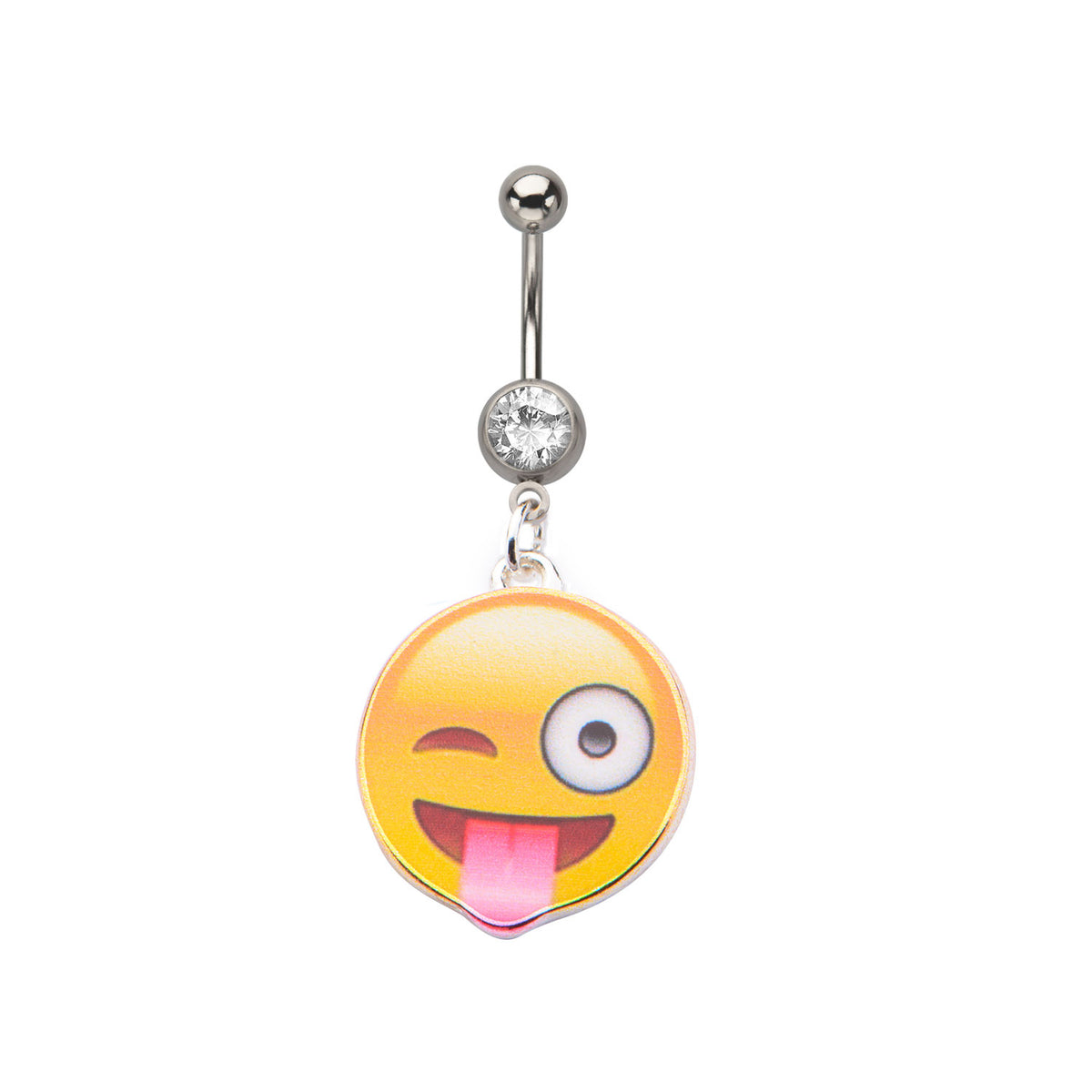 Smiley face online belly button ring