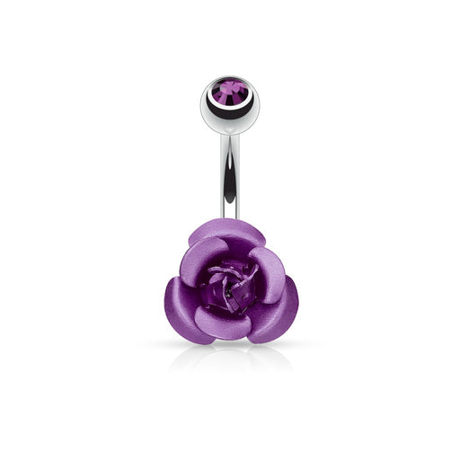 Metal Rose Belly Ring-Purple